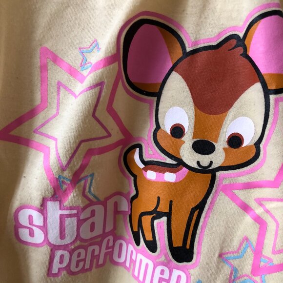Girls Disney Cuties T Shirt with Deer & Star Performer on Front XL Yellow - Picture 2 of 6